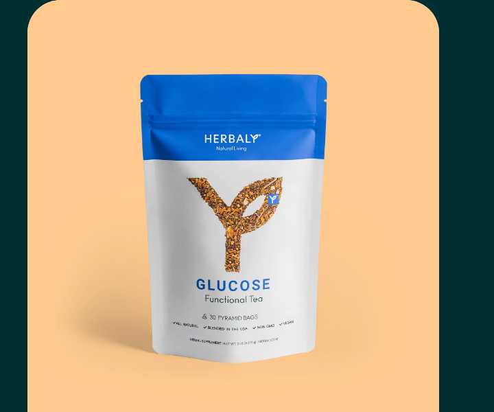 Herbaly Glucose Functional Tea product packaging.