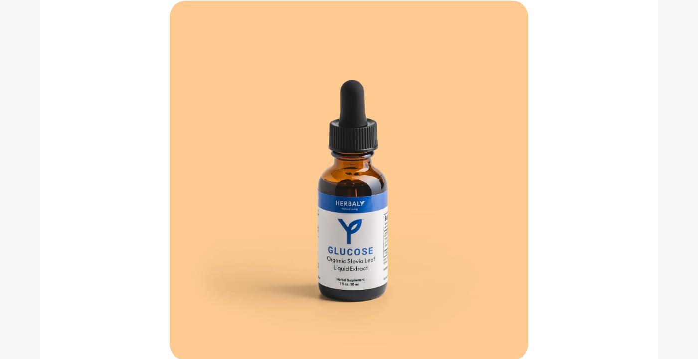 Herbaly Glucose Organic Stevia Leaf Liquid Extract product bottle.