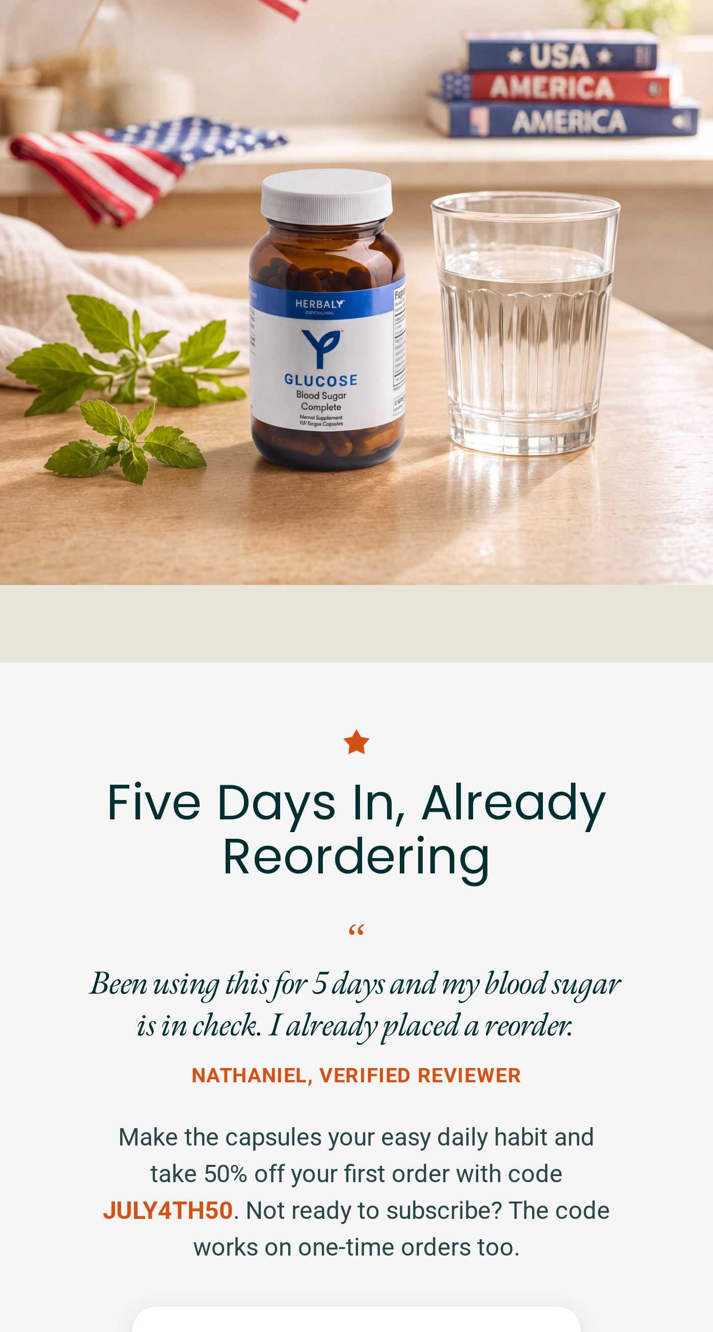 Herbaly Glucose Blood Sugar Complete. Testimonial: Five Days In, Already Reordering. Nathaniel, Verified Reviewer.