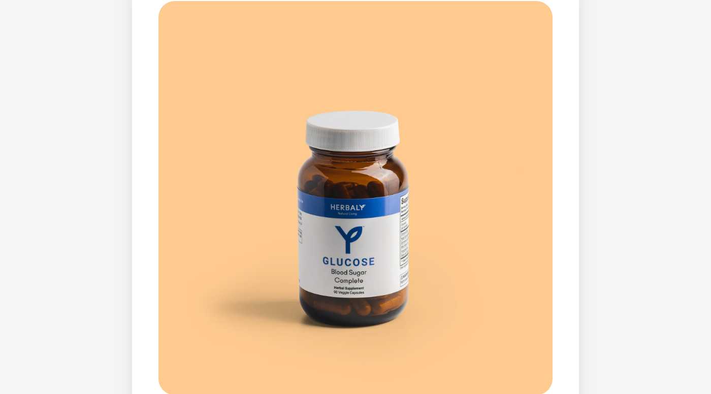 Herbaly Glucose Blood Sugar Complete Capsules bottle.